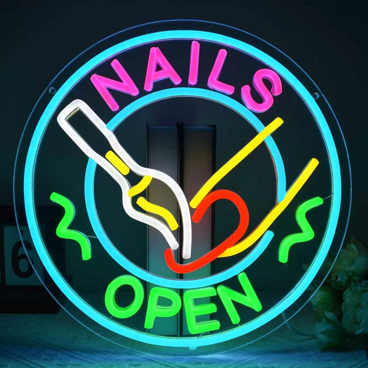 Beauty Makeup Studio - Nails Open Neon Sign USB Dimmable