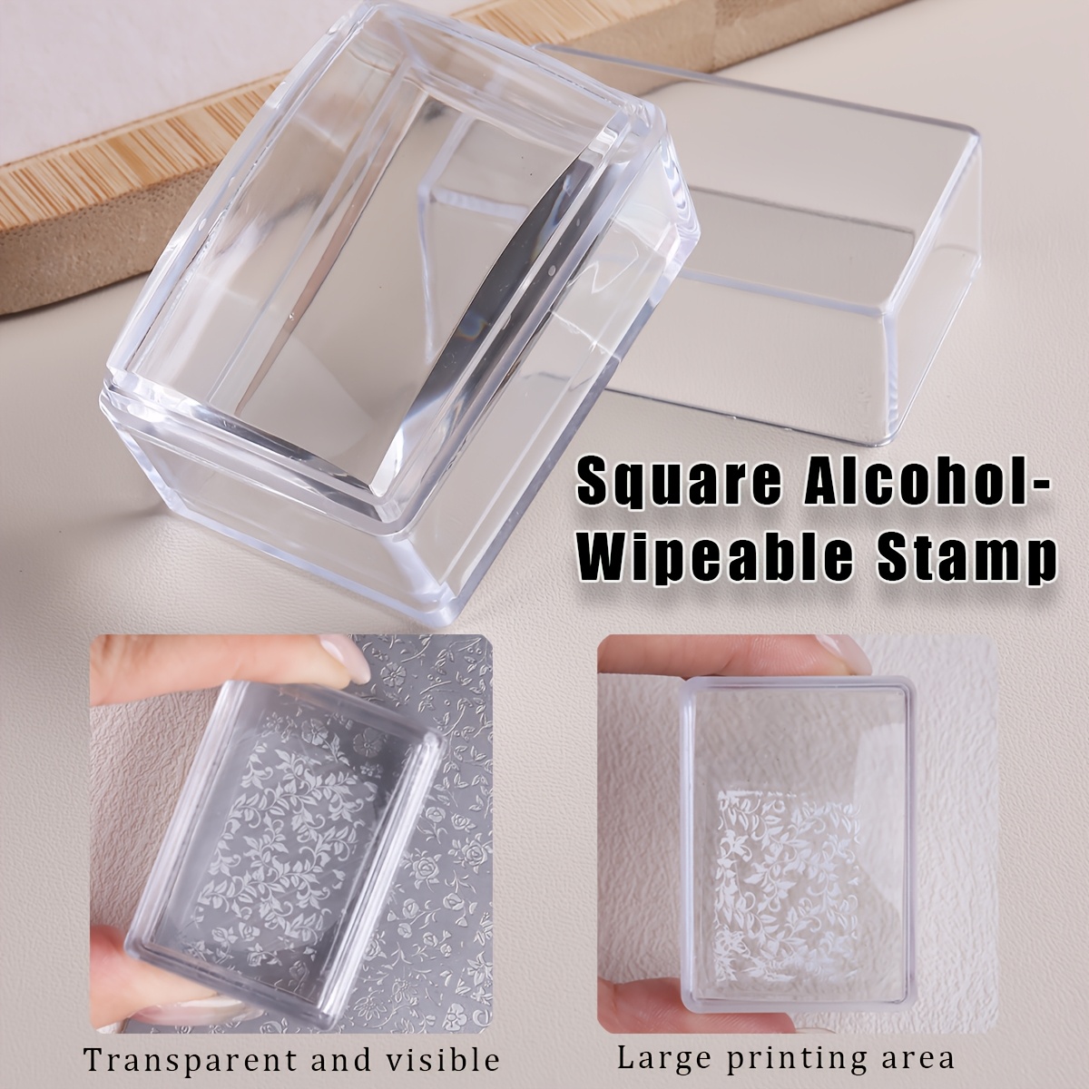 Nail Art Stamping Kit - Square Clear Silicone Nail Stamp Set,
