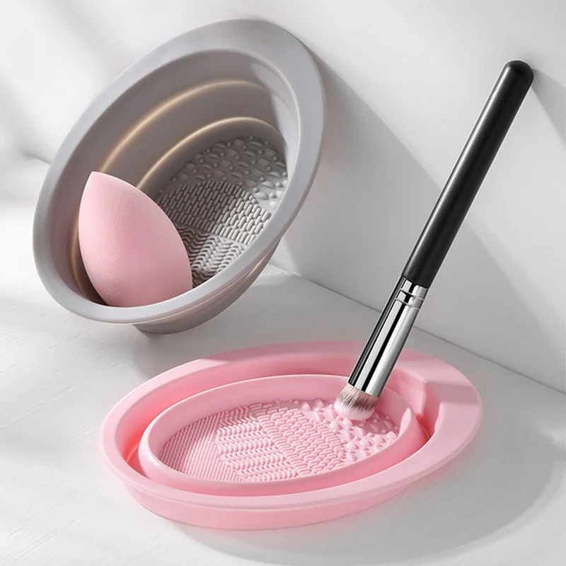 Beauty Makeup Brushes - Foldable Silicone Makeup Brush Cleaner Bowl