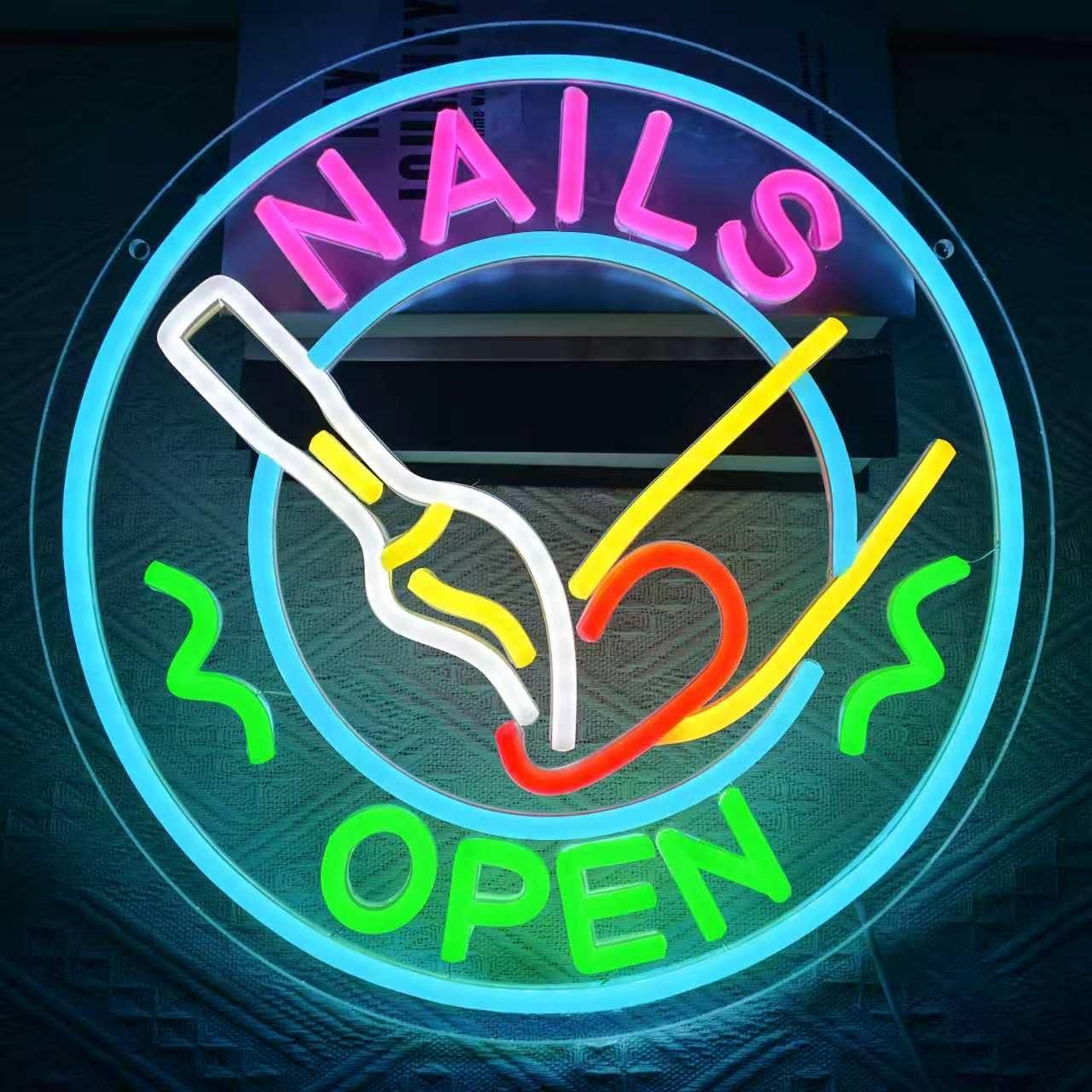 Nails Open Neon Sign USB Dimma - Beauty Makeup Studio ulasan dan harga