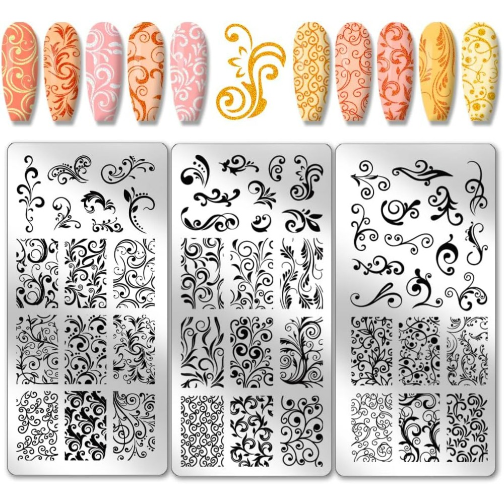 3pcs Swirl Pattern Nail Art Te - Nail Art Stamping Kit ulasan dan harga