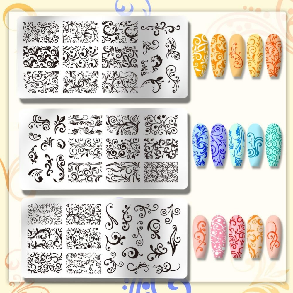 3pcs Swirl Pattern Nail Art Te - Nail Art Stamping Kit ulasan dan harga