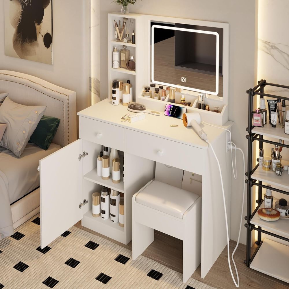Dring Table Set, Large Storage - Beauty Makeup Vanity Set ulasan dan harga