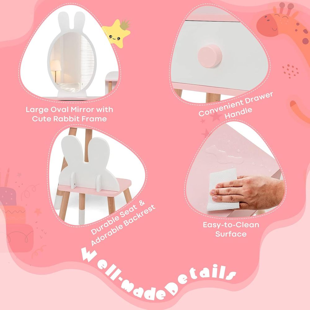 EY Kids Vanity, Rabbit Themed  - Beauty Makeup Vanity Set ulasan dan harga