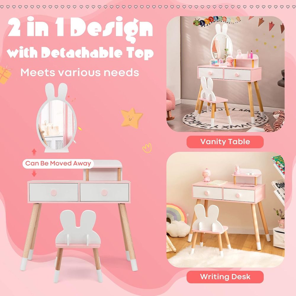 EY Kids Vanity, Rabbit Themed  - Beauty Makeup Vanity Set ulasan dan harga