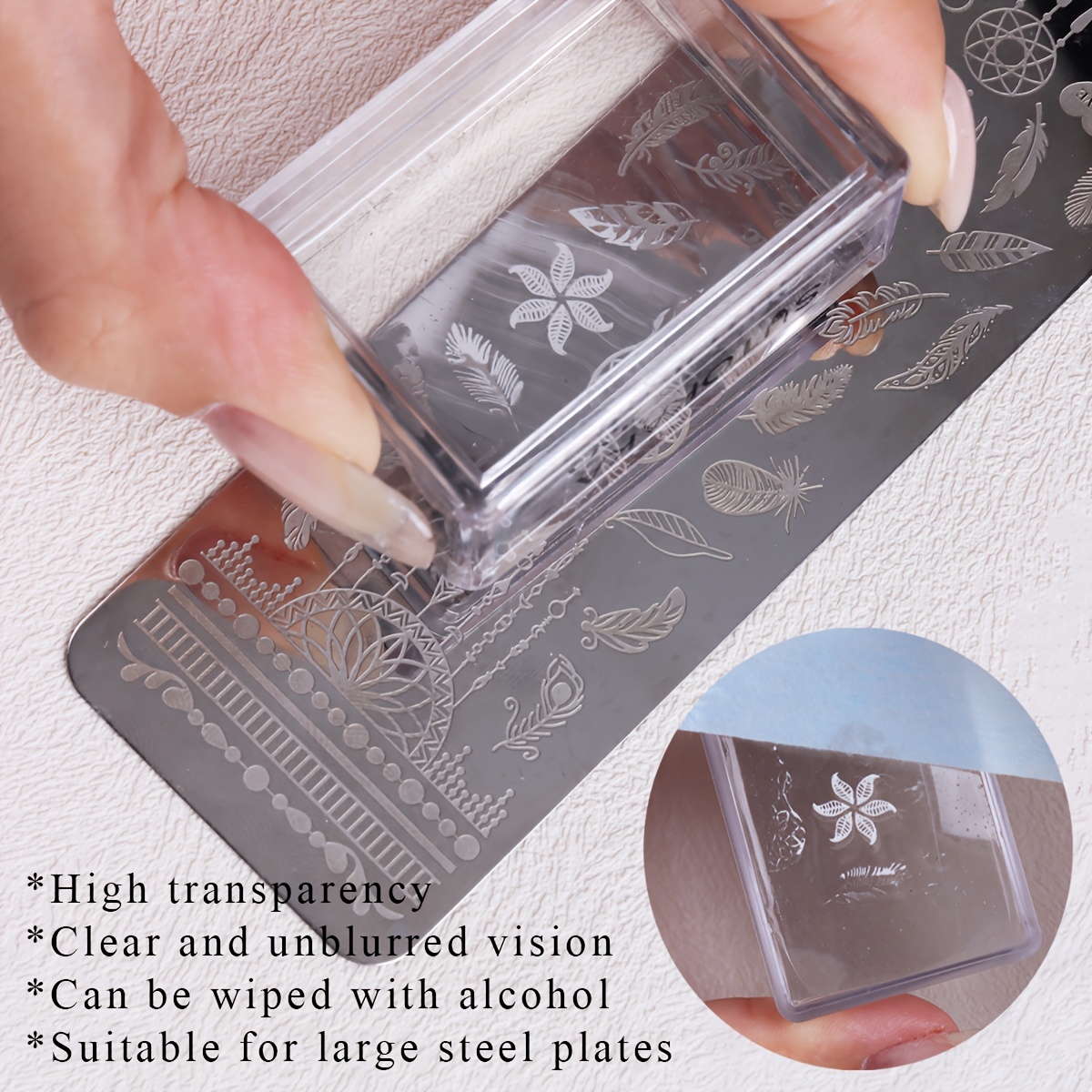 Square Clear Silicone Nail Sta - Nail Art Stamping Kit ulasan dan harga