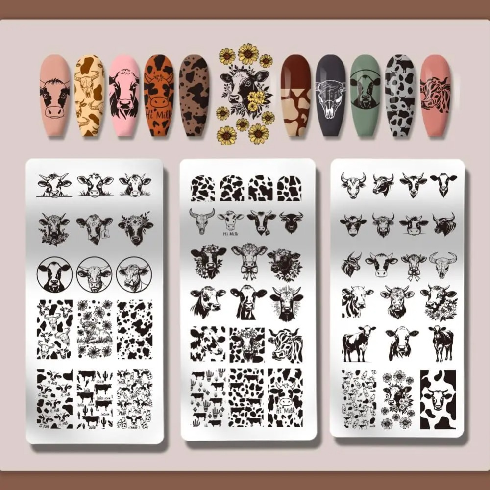 3pcs Cow-Theme Nail Stamping P - Nail Art Stamping Kit ulasan dan harga