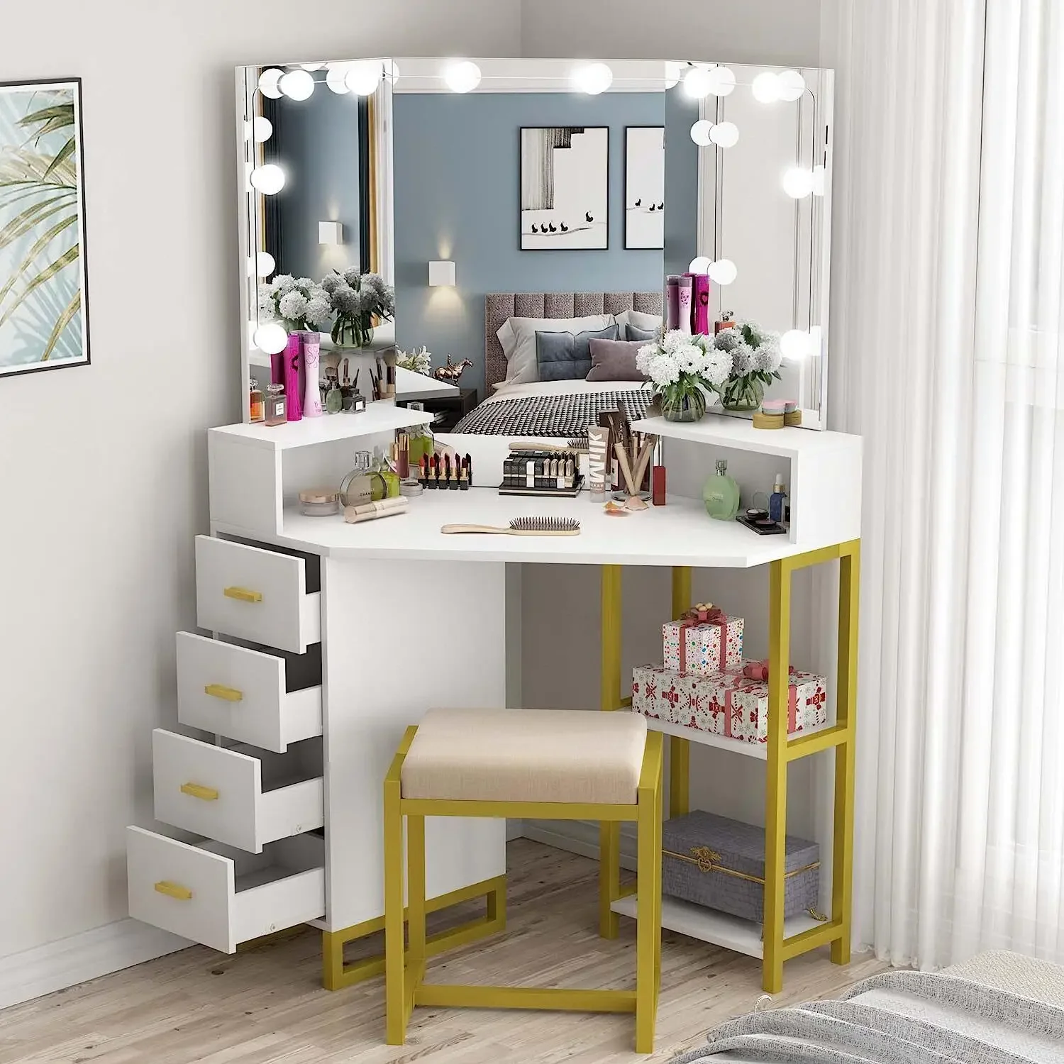 Beauty Vanity Set with LED Lig - Beauty Makeup Vanity Set ulasan dan harga