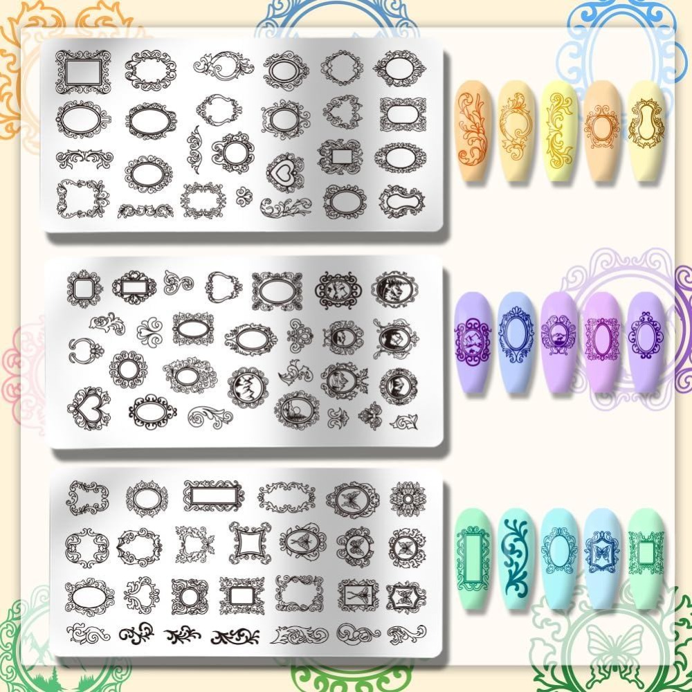 3pcs Vintage Picture Frame Nai - Nail Art Stamping Kit ulasan dan harga