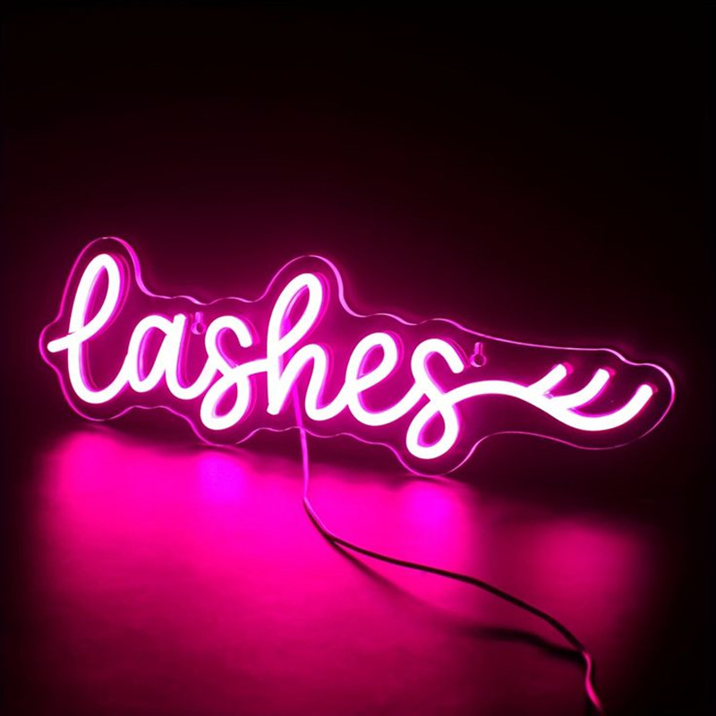 Pink LED Lashes Neon Sign Wall - Beauty Makeup Studio ulasan dan harga