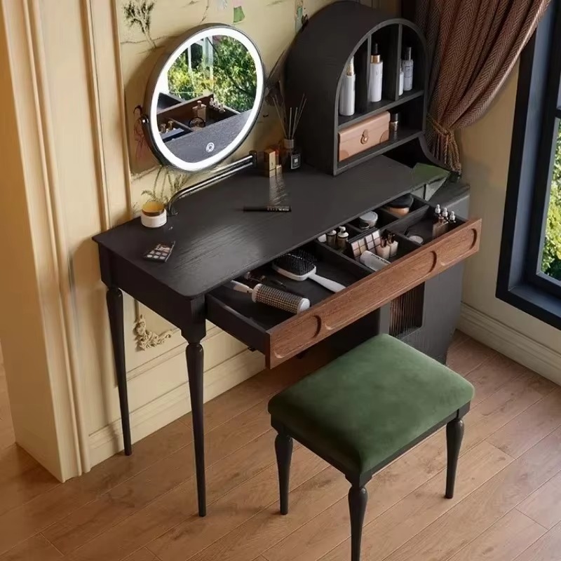 Italian Black Vanity Table Dra - Beauty Makeup Vanity Set ulasan dan harga