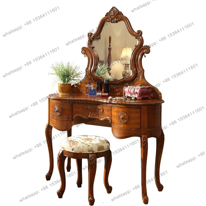 yj9 Brown Storage Vanity Table - Beauty Makeup Vanity Set ulasan dan harga
