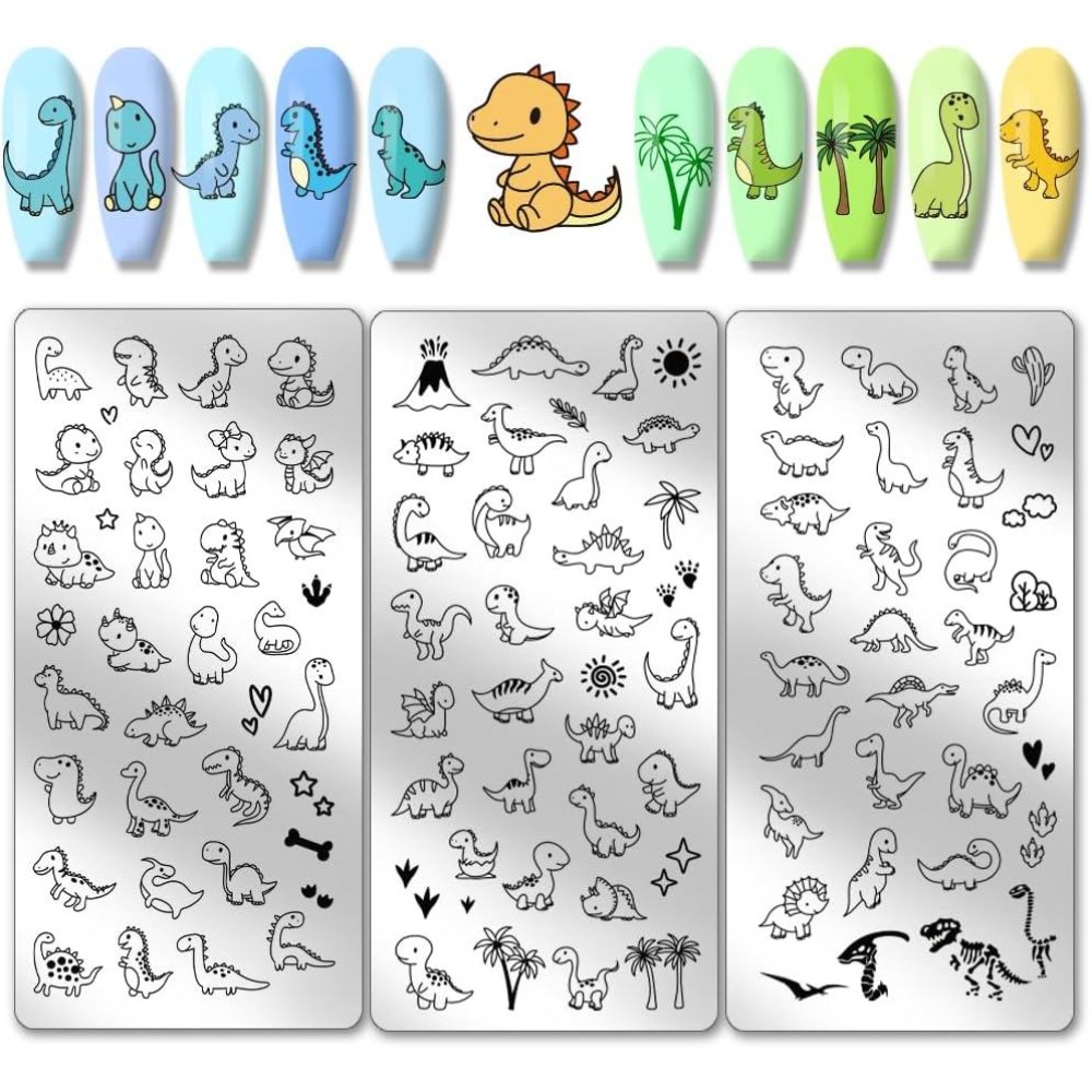 3pcs Dinosaur Nail Stamping Pl - Nail Art Stamping Kit ulasan dan harga