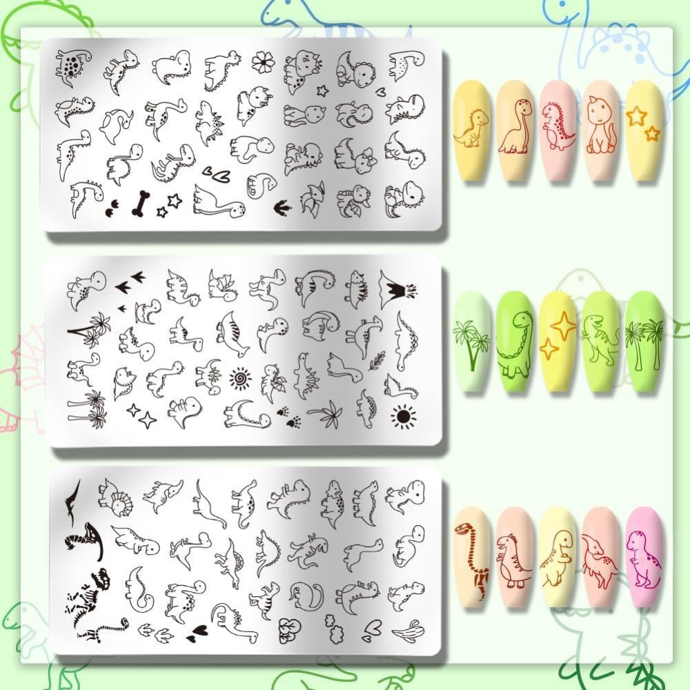 3pcs Dinosaur Nail Stamping Pl - Nail Art Stamping Kit ulasan dan harga