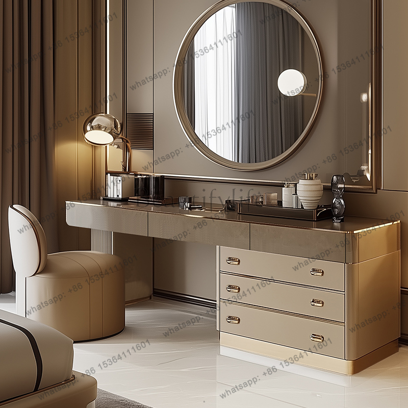 Full Set Wooden Vanity Table N - Beauty Makeup Vanity Set ulasan dan harga